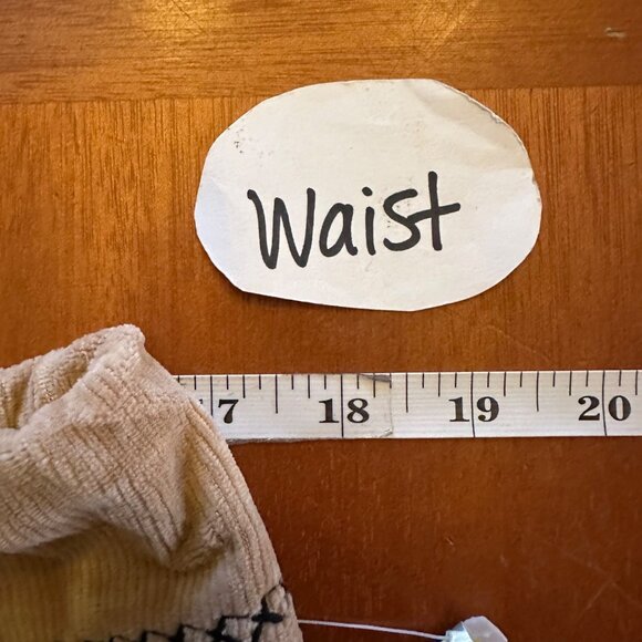 Vintage Mossimo Beige Corduroy Drawstring Pants With Black Embroidery Trim L - Picture 3 of 9